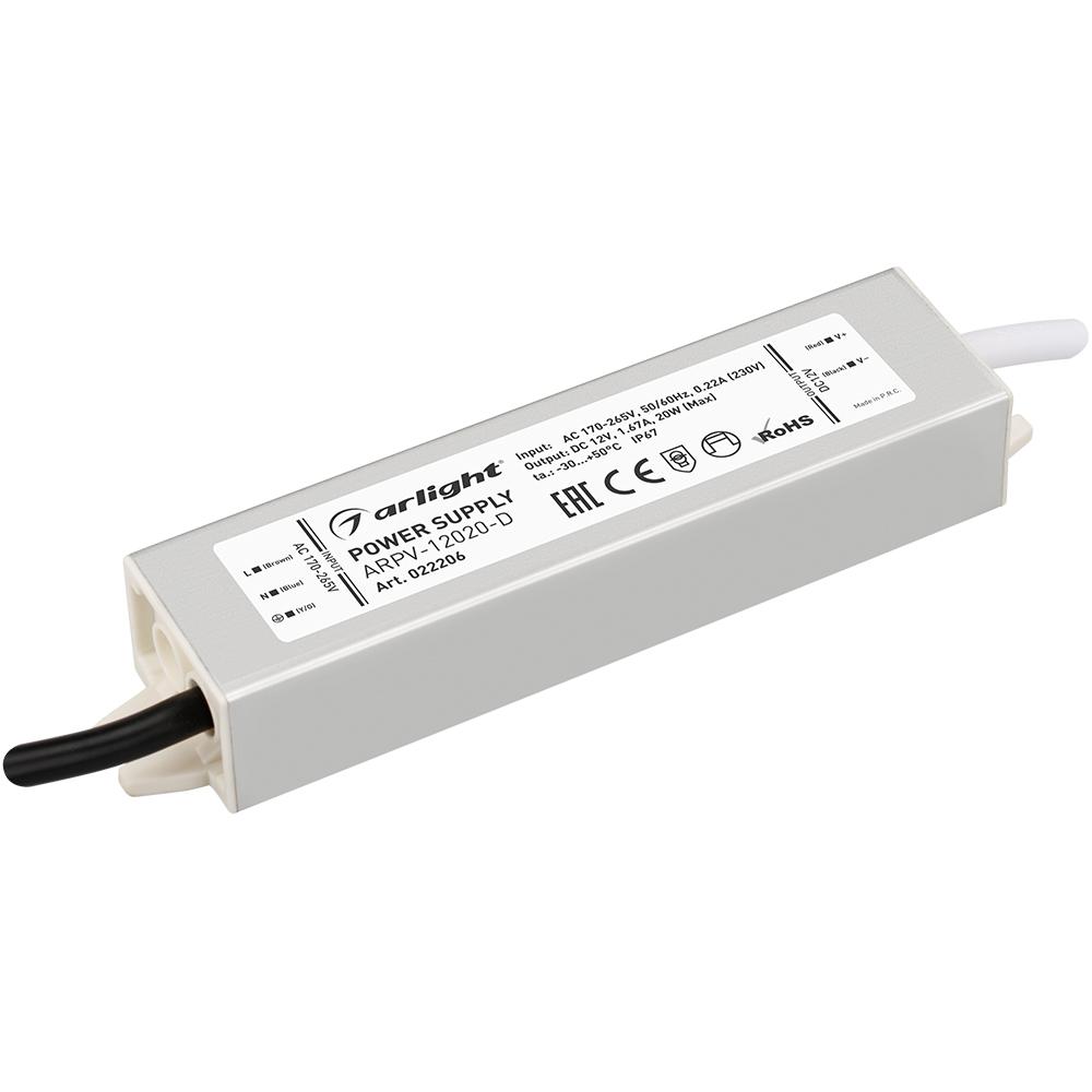 Arlight 022206 Блок питания ARPV-12020-D (12V, 1.7A, 20W) Arlight 022206 Блок питания ARPV-12020-D (12V, 1.7A, 20W)