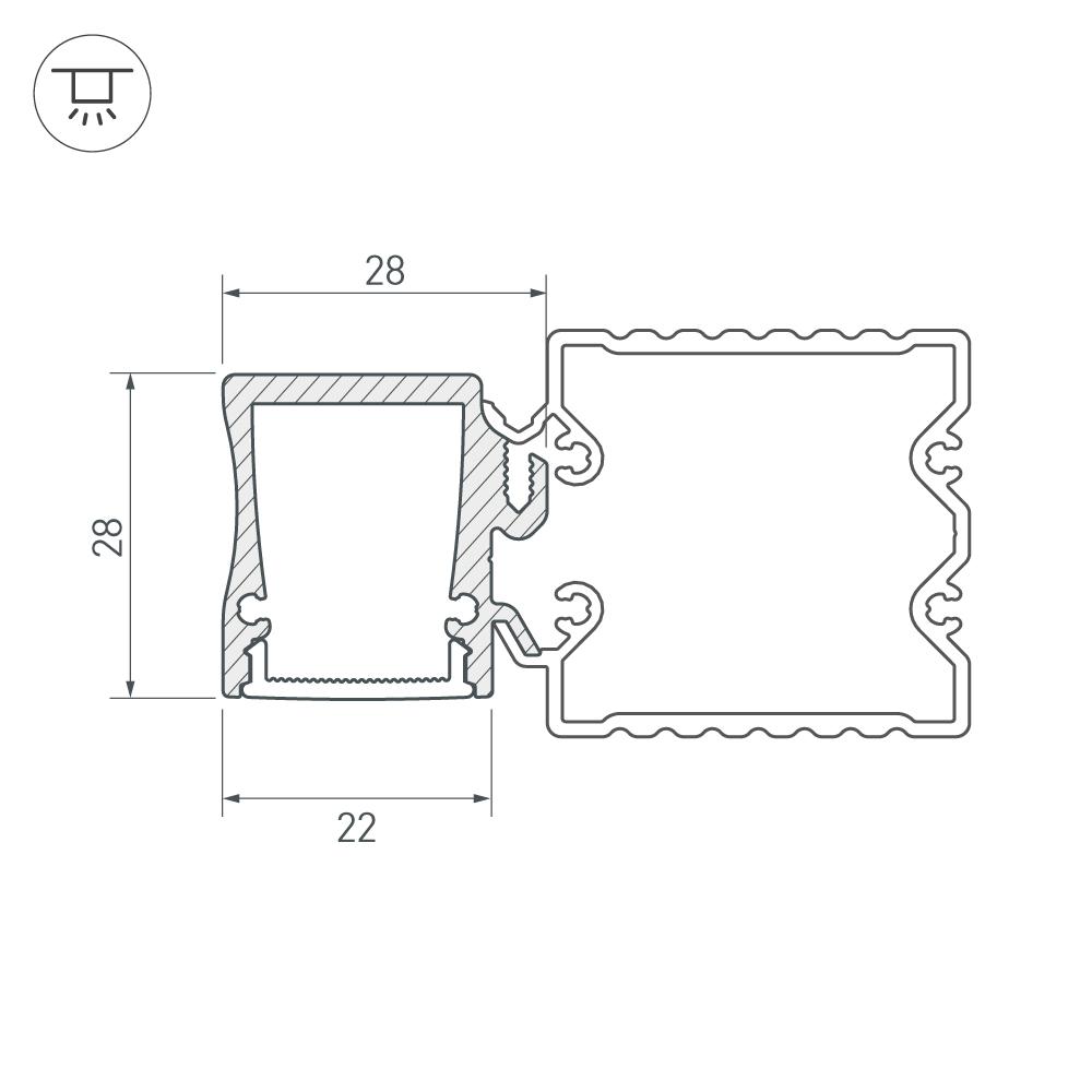 Arlight 015460 Профиль с экраном ALU-BASE-WH28-2000 ANOD+FROST