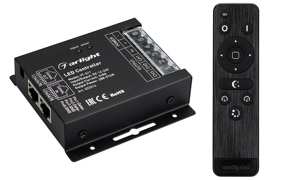 Arlight 023316 Контроллер VT-S11-3x8A (12-24V, ПДУ Стик 12кн, RF) Arlight 023316 Контроллер VT-S11-3x8A (12-24V, ПДУ Стик 12кн, RF)