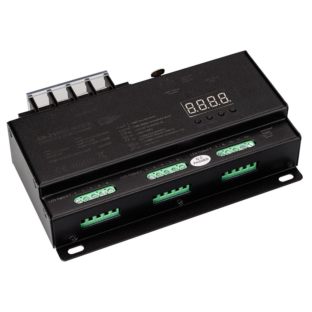 Arlight 022561 Декодер DMX SR-2108B-XLR3-12CH (12-24V, 12x5A) Arlight 022561 Декодер DMX SR-2108B-XLR3-12CH (12-24V, 12x5A)