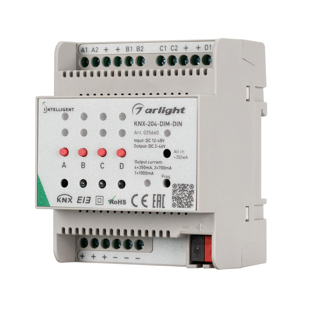 Arlight 025660 INTELLIGENT ARLIGHT Диммер KNX-204-DIM-DIN (12-48V, 8x0.35/4x0.7/2x1A)