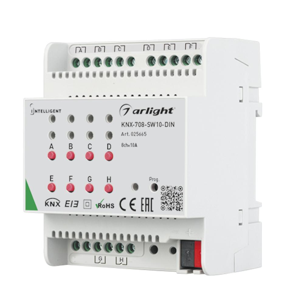 Arlight 025665 INTELLIGENT ARLIGHT Релейный модуль KNX-708-SW10-DIN (BUS, 8x10A)